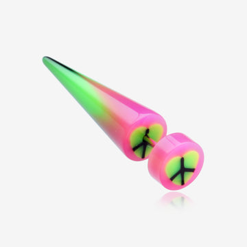 A Pair of Peace Heart UV Acrylic Faux Taper Earring-Pink